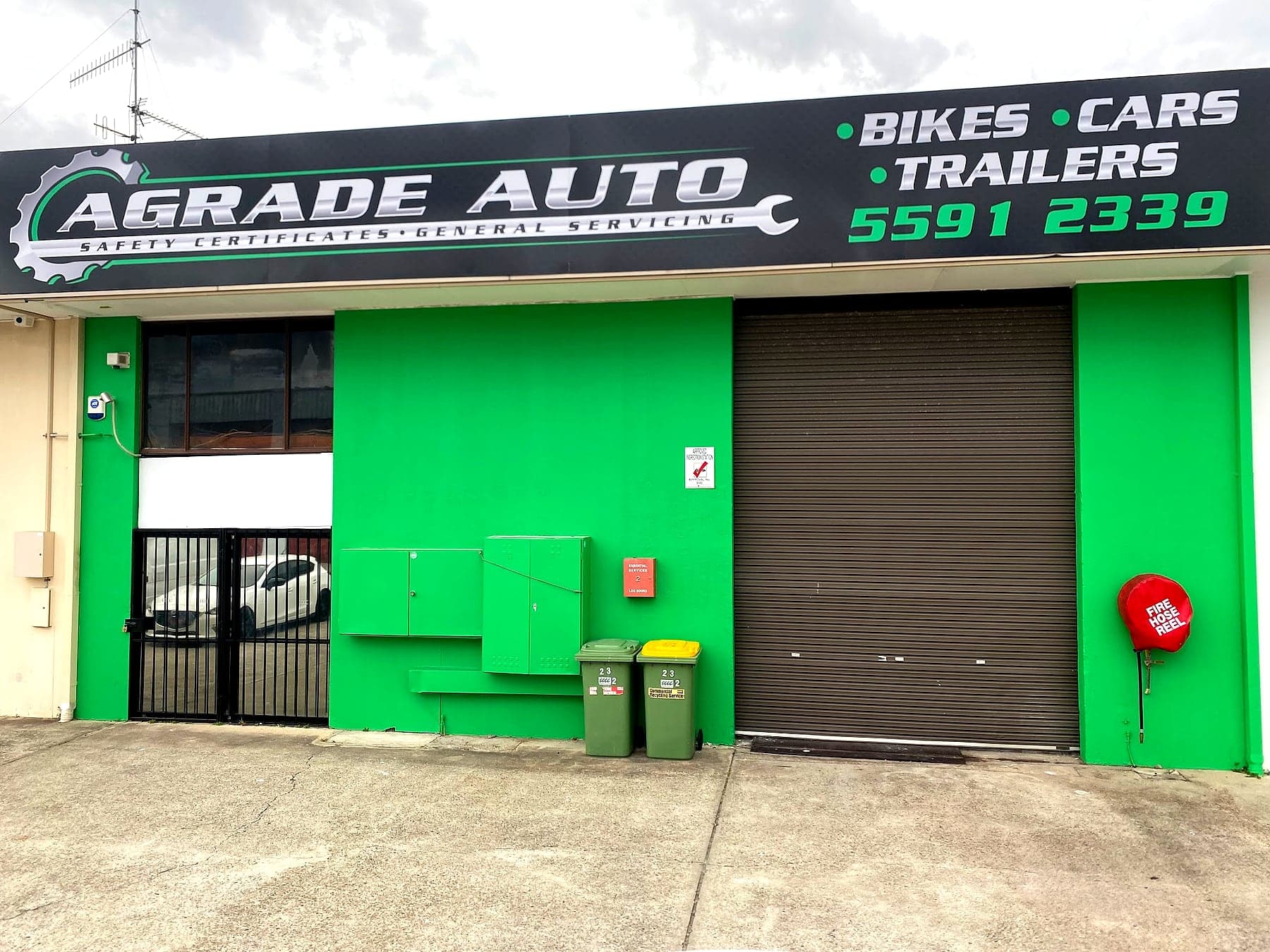 The AGRADE AUTO shopfront on Lawrence Drive, Nerang